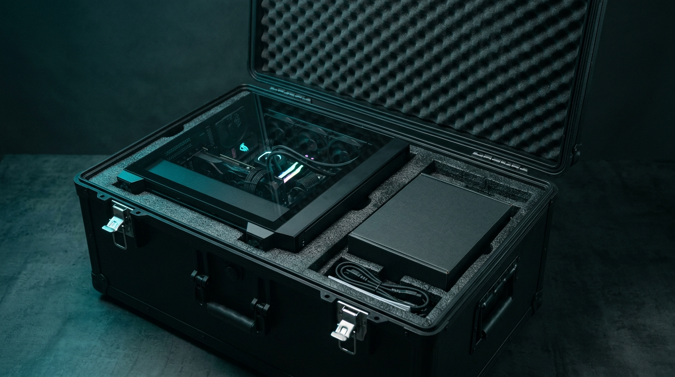 PC packed in foam crate