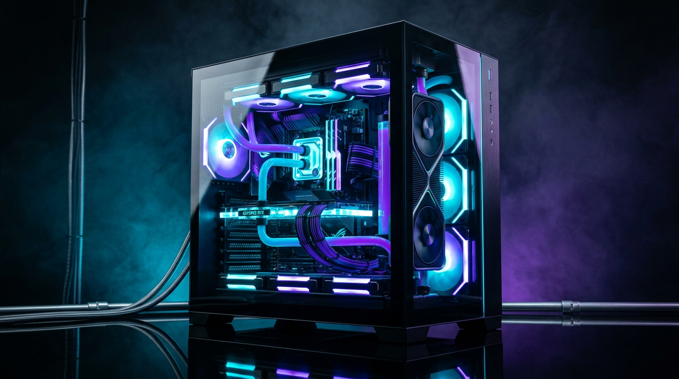 NEXFORGE RGB gaming PC with liquid cooling
